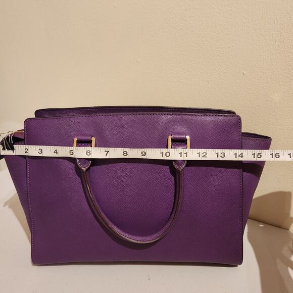 Stunning Michael Kors Selma Purple Large Handbag Satchel Tote Purse - Picture 4 of 12
